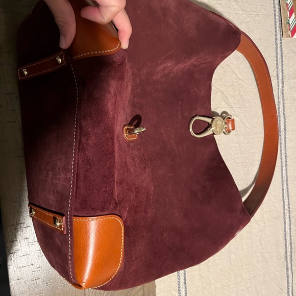 Dooney & Bourke Burgundy and Tan Hobo Bag - Picture 7 of 15